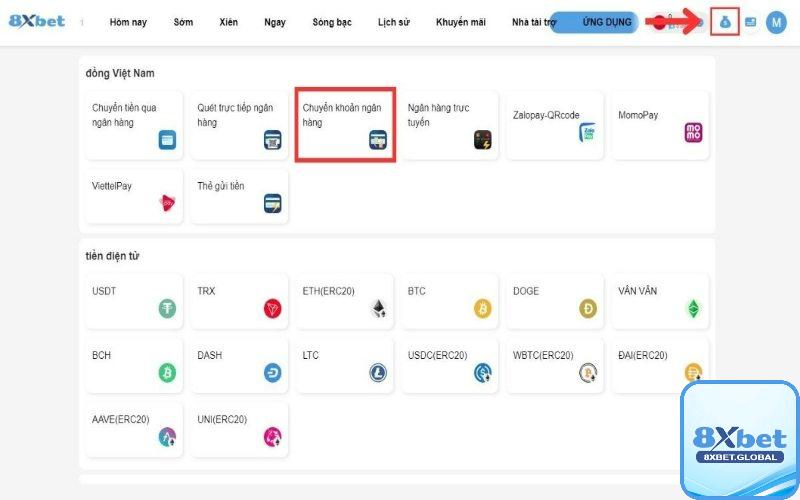 Nạp tiền 8xbet tại ngân hàng của cá nhân